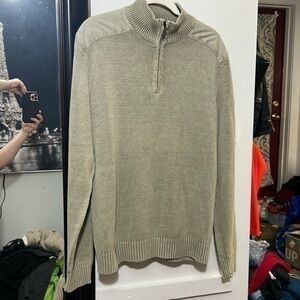 Mens Method L Long Sleeve Quarter Zip Tan Pullover Sweater